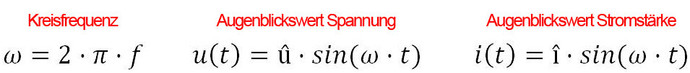 Formel für Kreisfrequenz, Spannung und Stromstärke